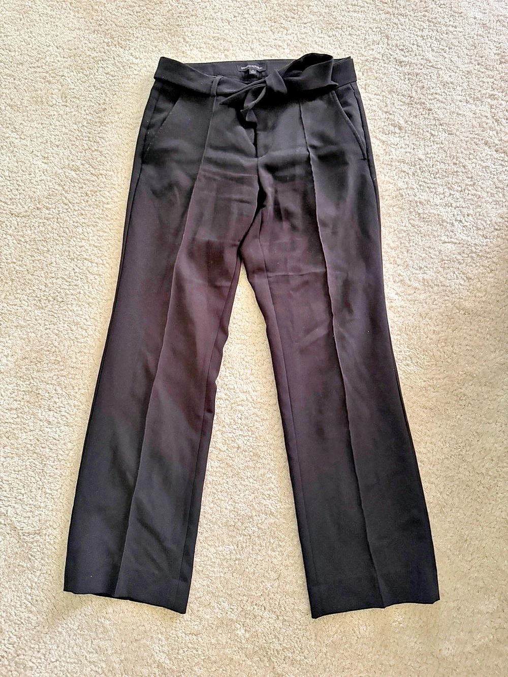 Banana Republic Logan Tie-Waist Pant Black Trousers Size 4